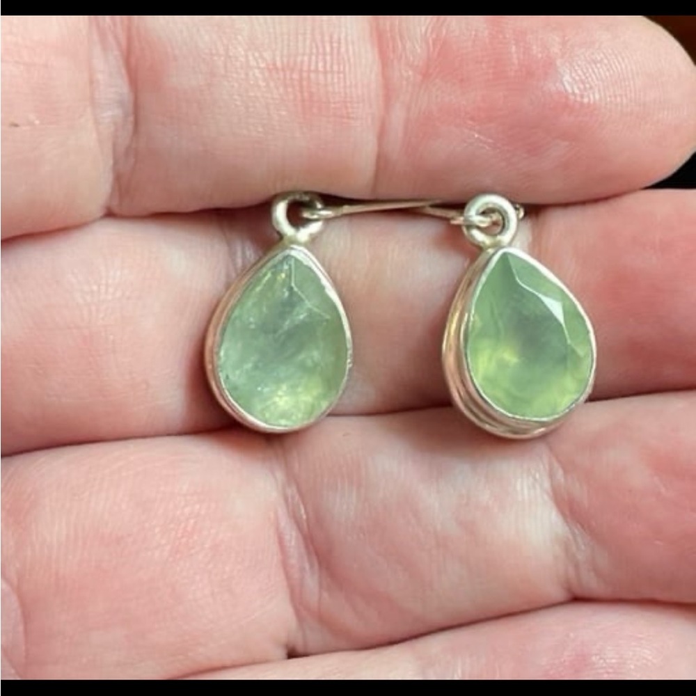Sterling Silver Aventurine Teardrop Earrings - Picture 6 of 6